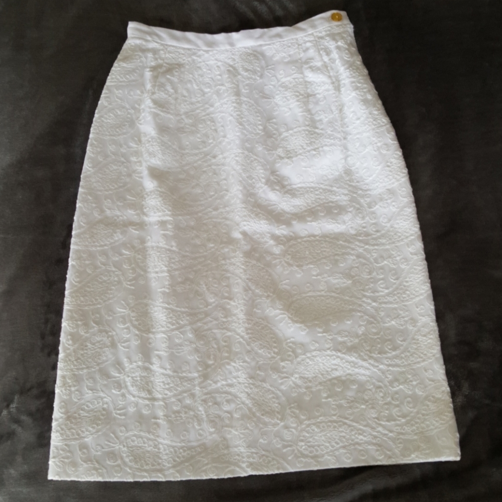White Paisley Embroidered Skirt